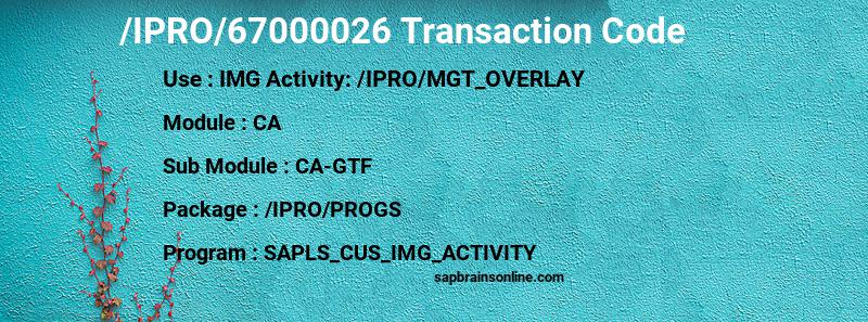 SAP /IPRO/67000026 transaction code