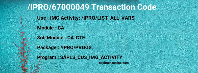 SAP /IPRO/67000049 transaction code