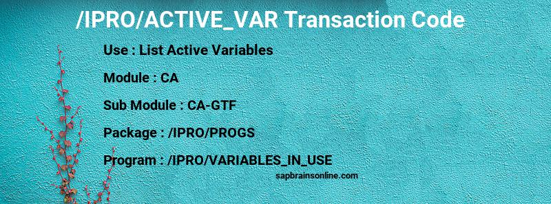SAP /IPRO/ACTIVE_VAR transaction code
