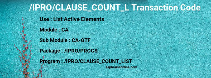 SAP /IPRO/CLAUSE_COUNT_L transaction code