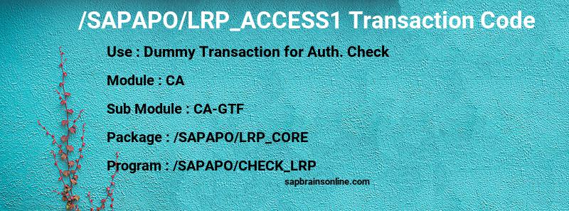 SAP /SAPAPO/LRP_ACCESS1 transaction code
