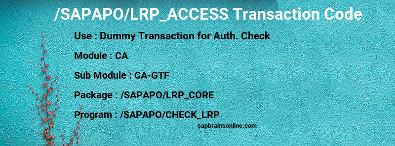 SAP /SAPAPO/LRP_ACCESS transaction code