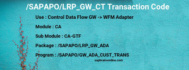 SAP /SAPAPO/LRP_GW_CT transaction code