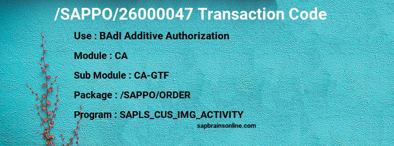 SAP /SAPPO/26000047 transaction code
