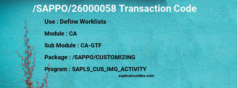 SAP /SAPPO/26000058 transaction code