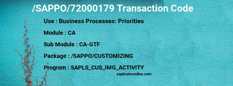 SAP /SAPPO/72000179 transaction code