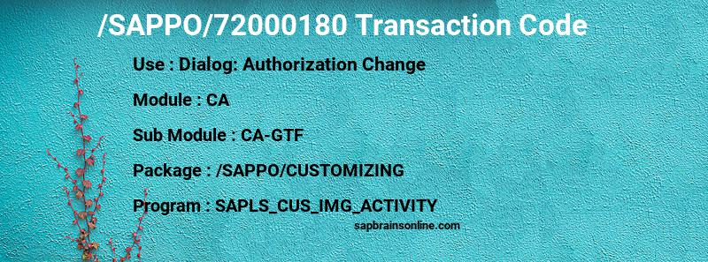 SAP /SAPPO/72000180 transaction code