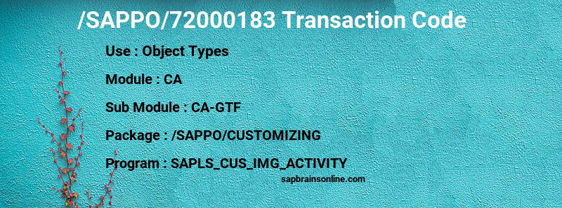 SAP /SAPPO/72000183 transaction code