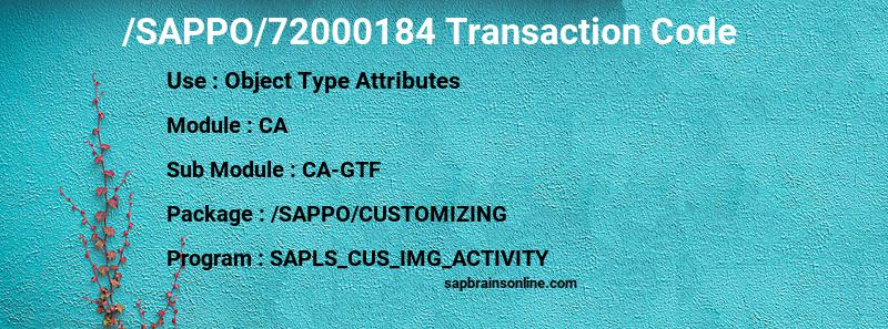 SAP /SAPPO/72000184 transaction code