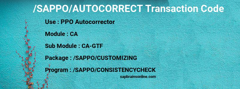 SAP /SAPPO/AUTOCORRECT transaction code