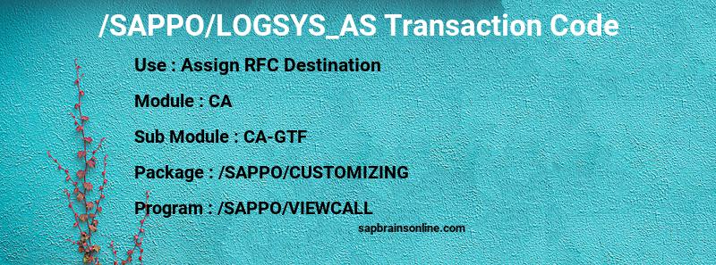 SAP /SAPPO/LOGSYS_AS transaction code