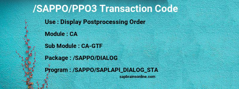 SAP /SAPPO/PPO3 transaction code