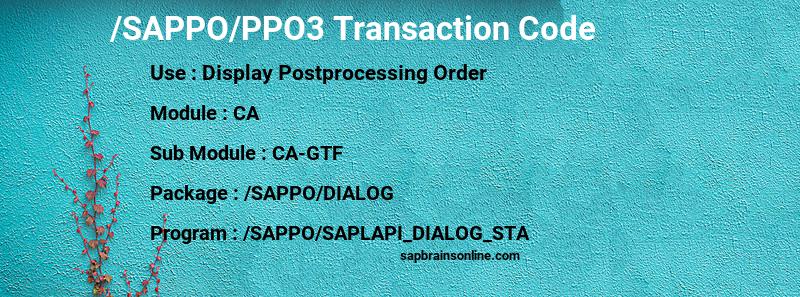 SAP /SAPPO/PPO3 transaction code