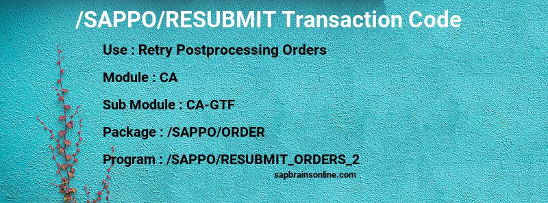 SAP /SAPPO/RESUBMIT transaction code