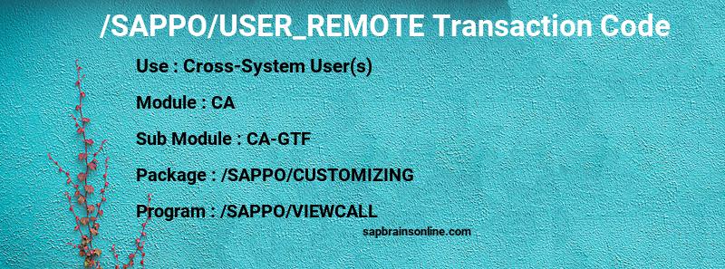 SAP /SAPPO/USER_REMOTE transaction code