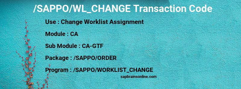 SAP /SAPPO/WL_CHANGE transaction code