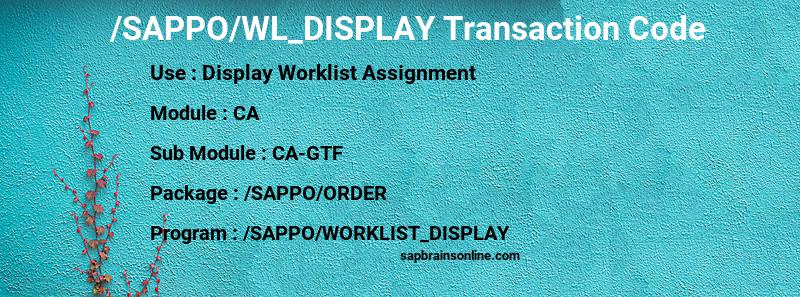 SAP /SAPPO/WL_DISPLAY transaction code