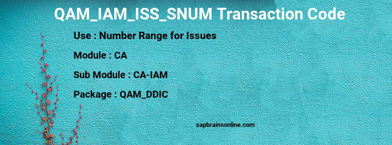 SAP QAM_IAM_ISS_SNUM transaction code