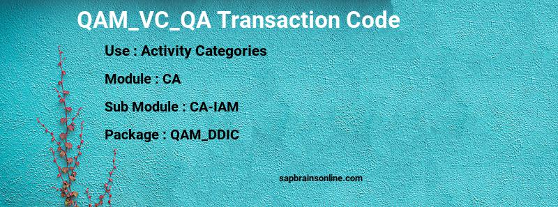 SAP QAM_VC_QA transaction code