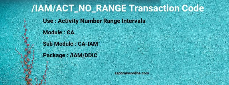 SAP /IAM/ACT_NO_RANGE transaction code