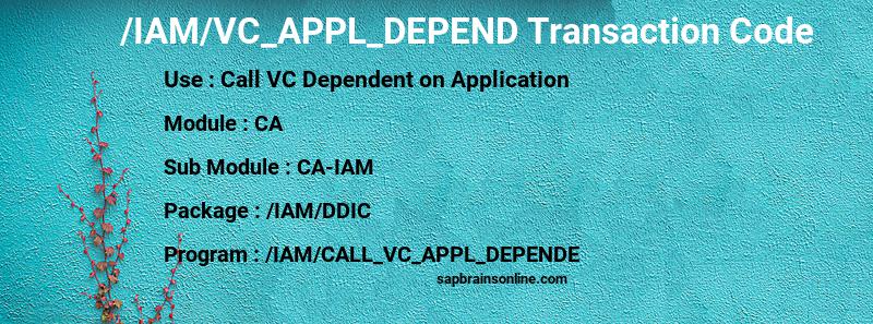 SAP /IAM/VC_APPL_DEPEND transaction code