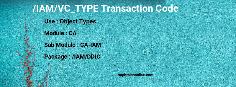 SAP /IAM/VC_TYPE transaction code