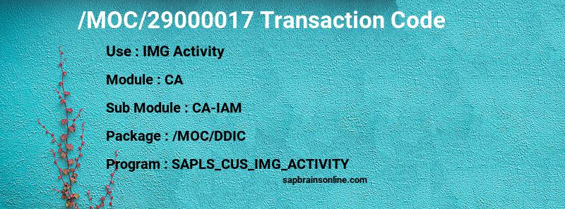 SAP /MOC/29000017 transaction code