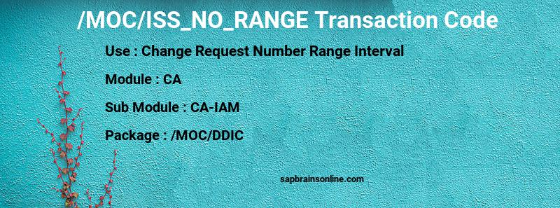 SAP /MOC/ISS_NO_RANGE transaction code