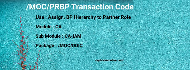 SAP /MOC/PRBP transaction code