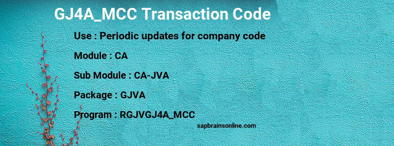 SAP GJ4A_MCC transaction code
