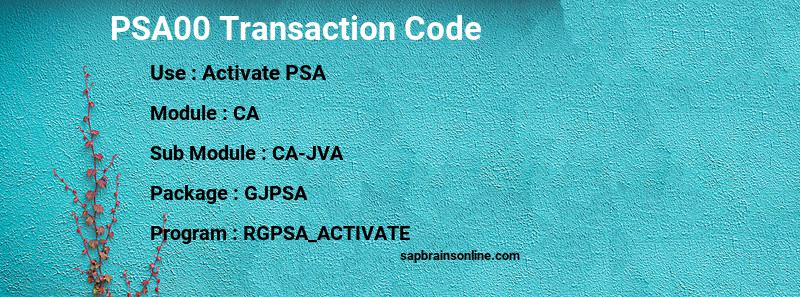 SAP PSA00 transaction code