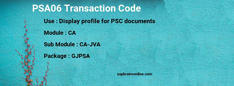SAP PSA06 transaction code