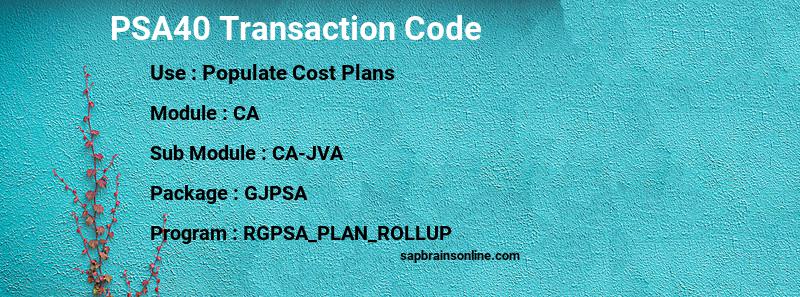 SAP PSA40 transaction code