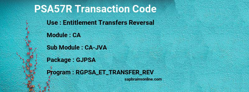 SAP PSA57R transaction code