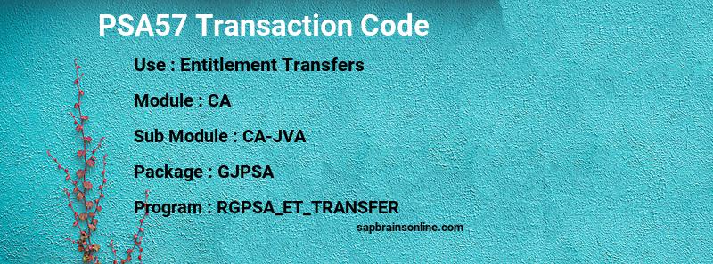 SAP PSA57 transaction code