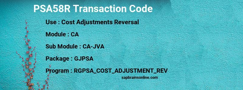 SAP PSA58R transaction code