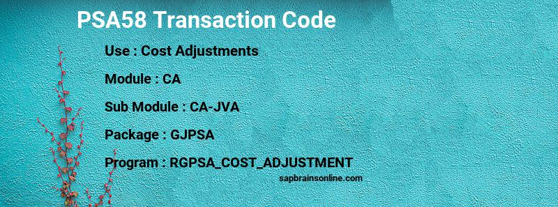 SAP PSA58 transaction code