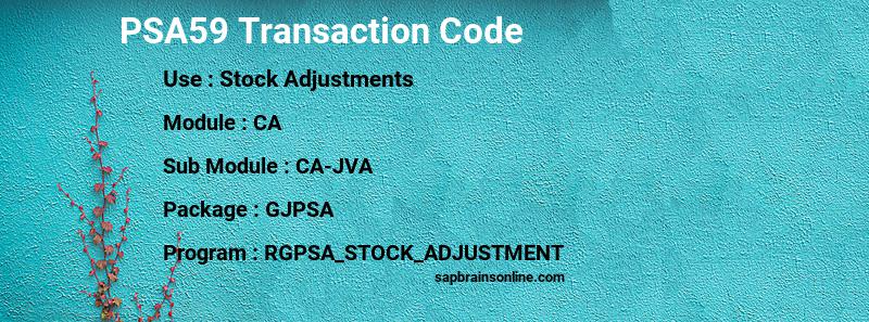 SAP PSA59 transaction code