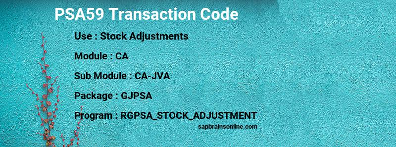 SAP PSA59 transaction code