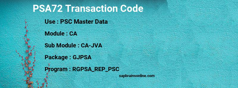 SAP PSA72 transaction code