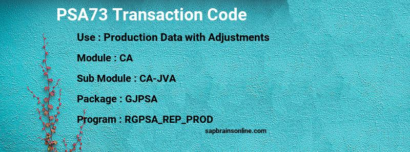 SAP PSA73 transaction code