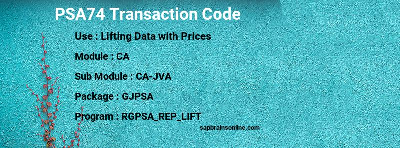 SAP PSA74 transaction code