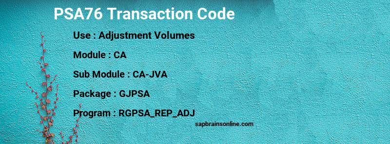 SAP PSA76 transaction code