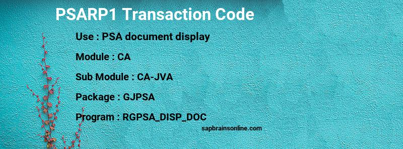 SAP PSARP1 transaction code