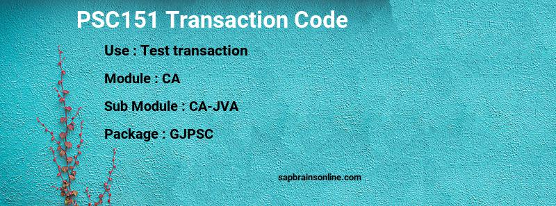 SAP PSC151 transaction code