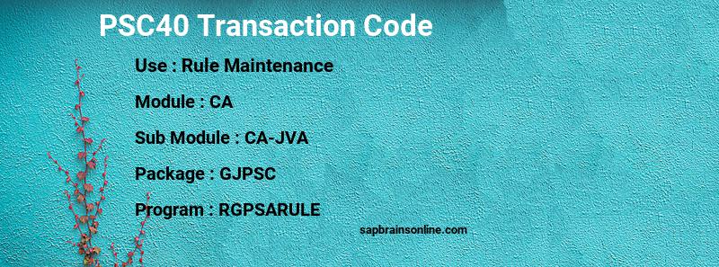 SAP PSC40 transaction code