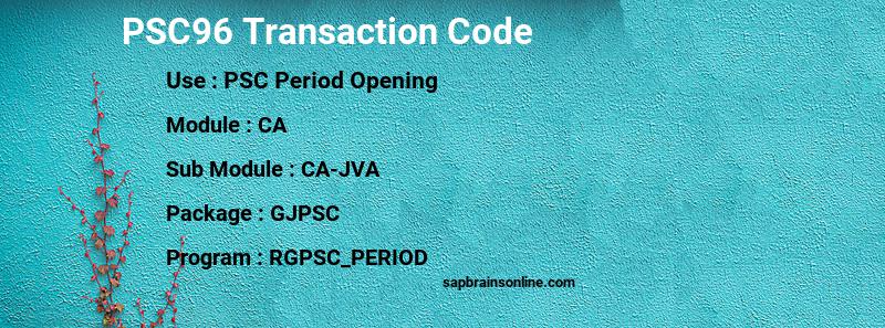 SAP PSC96 transaction code