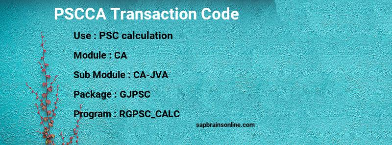SAP PSCCA transaction code