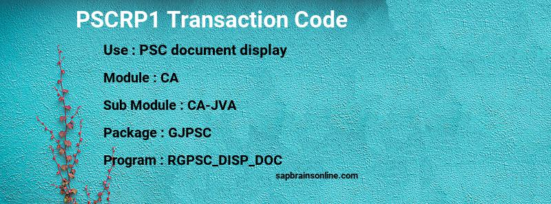 SAP PSCRP1 transaction code