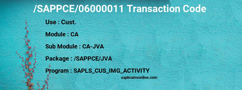 SAP /SAPPCE/06000011 transaction code